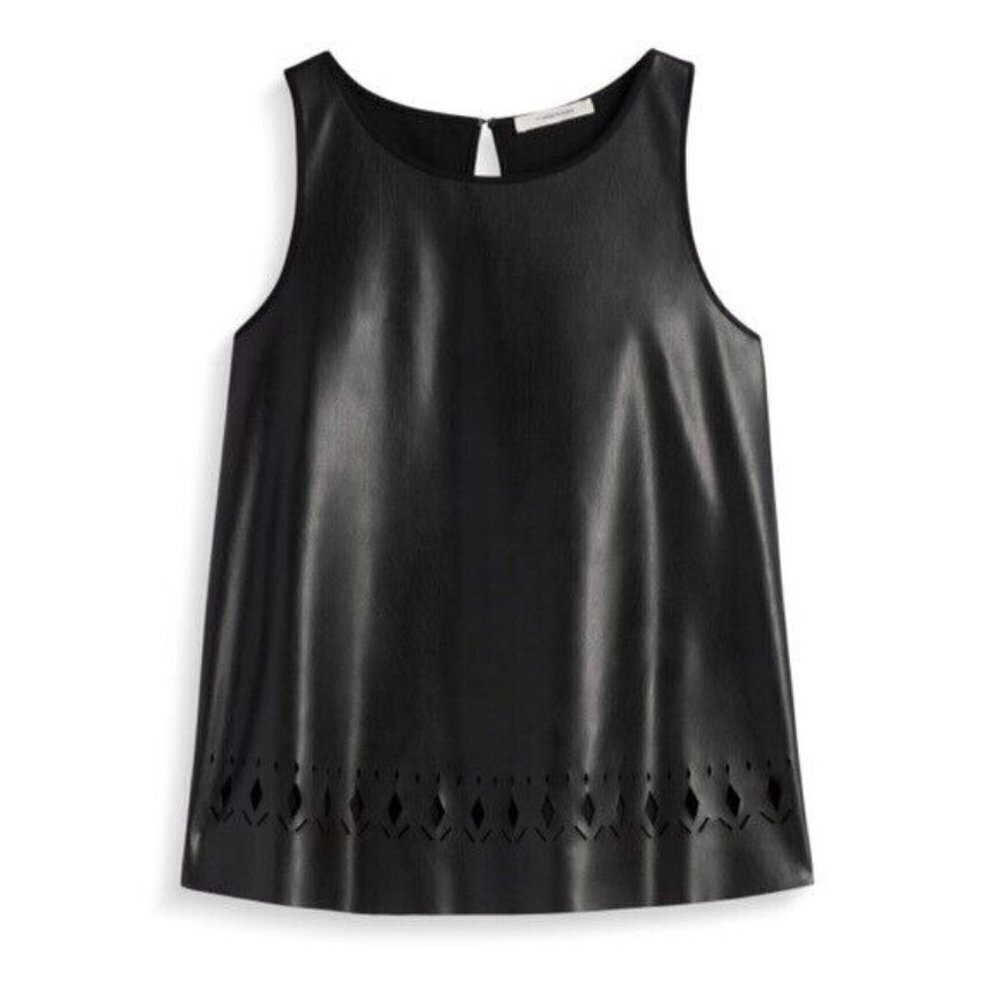 41Hawthorn Stitch Fix Womens Size XS Menez Vegan Faux Leather Top Black 1048